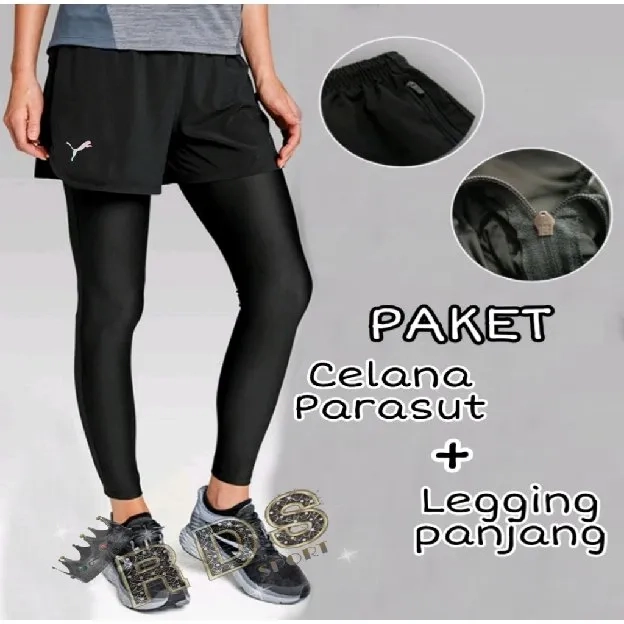 Paket Celana Parasut Olahraga / Paket Celana Parasut + Legging Panjang