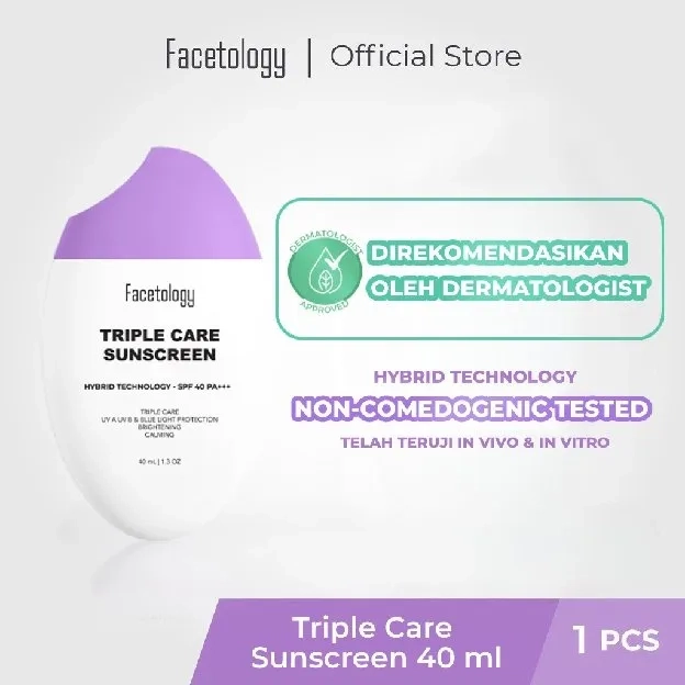 Facetology [NON COMEDOGENIC SUNSCREEN TESTED] Triple Care Sunscreen SPF 40 PA+++ 40ML