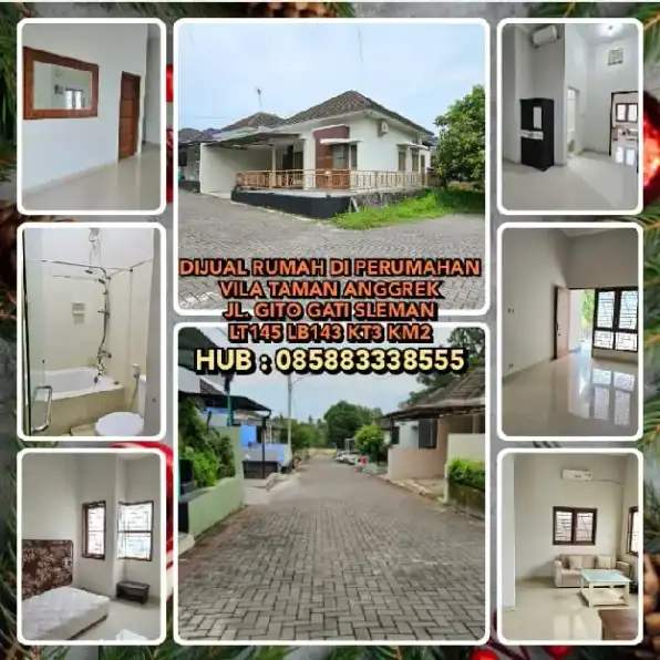 DIJUAL RUMAH DI PERUMAHAN VILA TAMAN ANGGREK JL. GITO GATI SLEMAN. LT145 LB143 KT3 KM2.