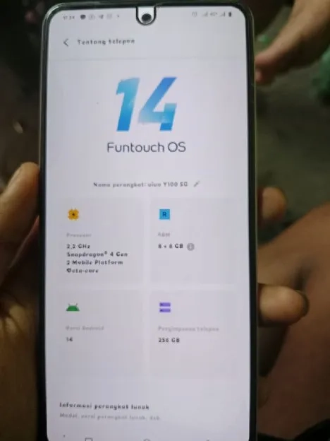 jual HP vivo y100 5g ram 8+8 256