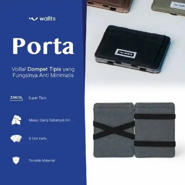 Wallts Porta Magic Wallet Dompet Sulap Tipis Pria Wanita Money Clip