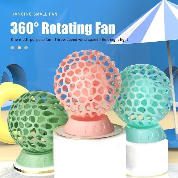 Kipas Angin Portable USB Rechargeable Mini Desk Fan kipas belajar with 3 Speed Strong Wind Night Lig