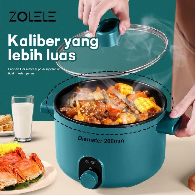 Panci Listrik 1.8L Rice Cooker Penanak Nasi Serbaguna Electric Pot 2 -Layer Panci Kukus Panci Rebus