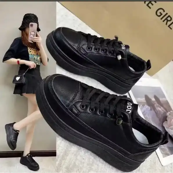 Sepatu Sneakers Olahraga Sport Kets Putih Hitam Wanita Sepatu Premium Quality Casual Bertali Terbaru