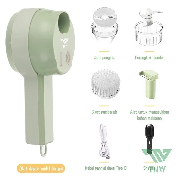 【Newest Version】TNW Food Chopper Protable Mixer Blender Quatre Kapsule 4 In 1 Alat Pemotong Sayuran