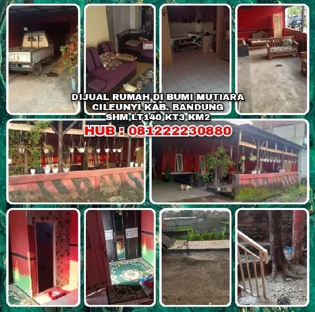 DIJUAL RUMAH DI BUMI MUTIARA CILEUNYI KAB. BANDUNG. SHM LT140 KT3 KM2. H: 081222230880* 