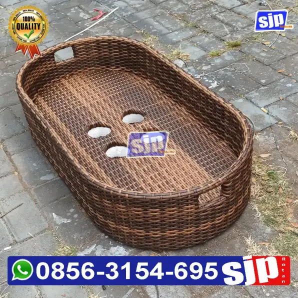 floating tray rotan sintetis / nampan apung rotan sintetis plastik rangka aluminium