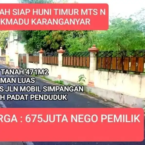 RUMAH 471M2 DI TIMUR MTS N TASIKMADU KARANGANYAR 