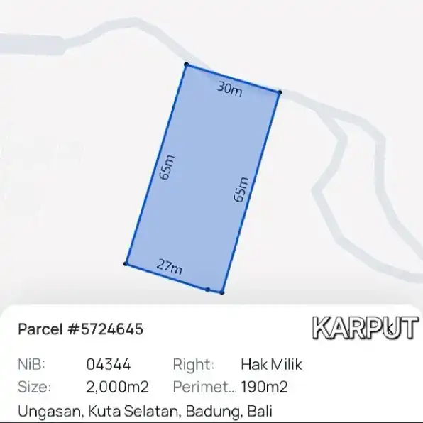 Dijual 20 are, Jl. BKR Bali Cliff Belakang GWK Ungasan Kuta Selatan