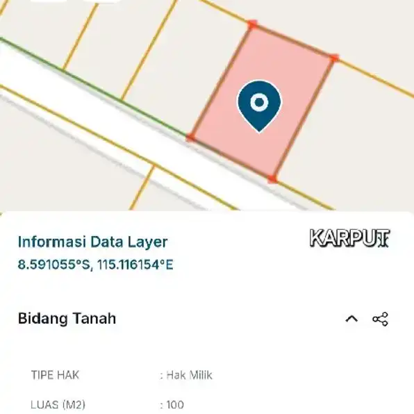 Dijual 1 are, Jl. Perum Puri Ayodya Residence Pandak Gede Kediri Tabanan