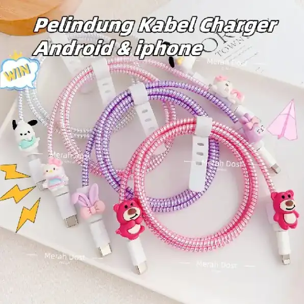 Pelindung Kabel Charger Kabel Data Kawat Kabel Data HP Untuk Iphone Android Universal Motif Kartun