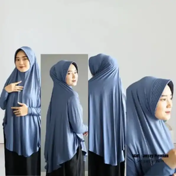 Kerudung Lengan Polos ANJANI KHALISSA Hijab Bergo Tangan Panjang Jilbab Lengan Instan Jumbo Jersey