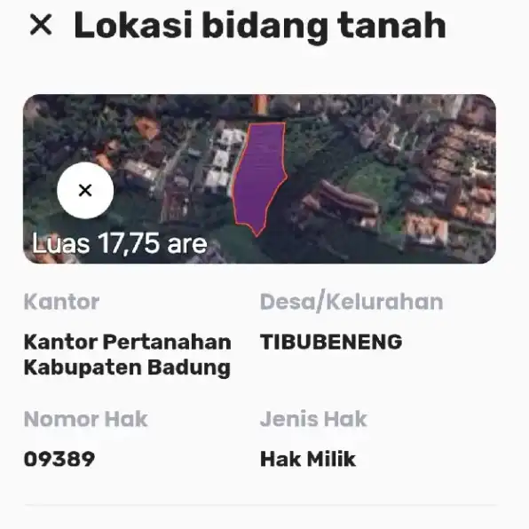 Dijual 17,75 are, Jl. Batan Kangin Kulibul Tibubeneng Canggu Kuta Utara