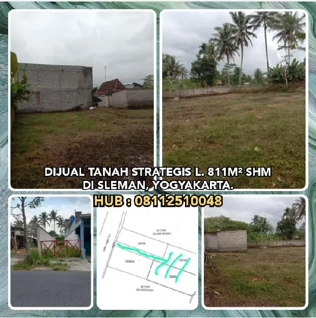 DIJUAL TANAH STRATEGIS DI SLEMAN, YOGYAKARTA.L.811M² SHM. H: 08112510048* 