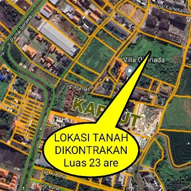 Diover Kontrakan 46,4 are, Jl. Pantai Berawa Gg. Purnama Tibubeneng Canggu Kuta Utara