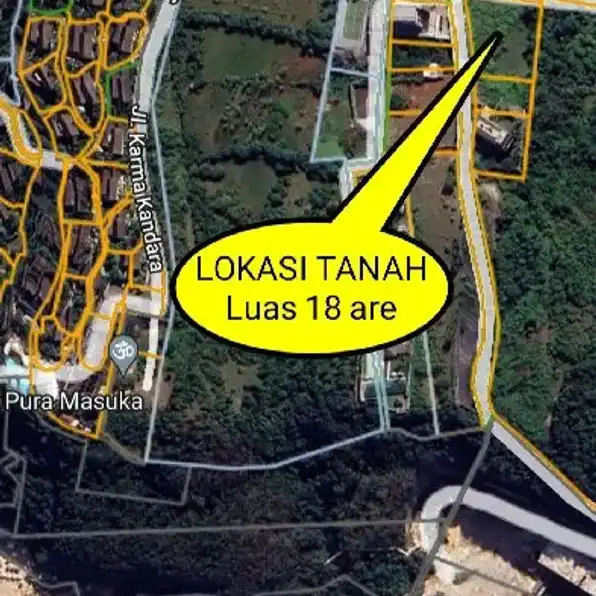 Dijual 18 are, Jl. Karmakandara Pantai Melasti Ungasan Kuta Selatan