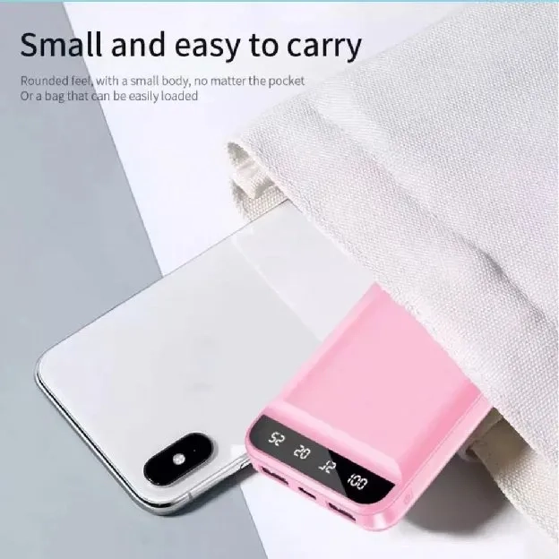 PowerBank 20000 mAh Cute Mini Kartun Mirror Screen Digital Display PowerBank External Battery Pack