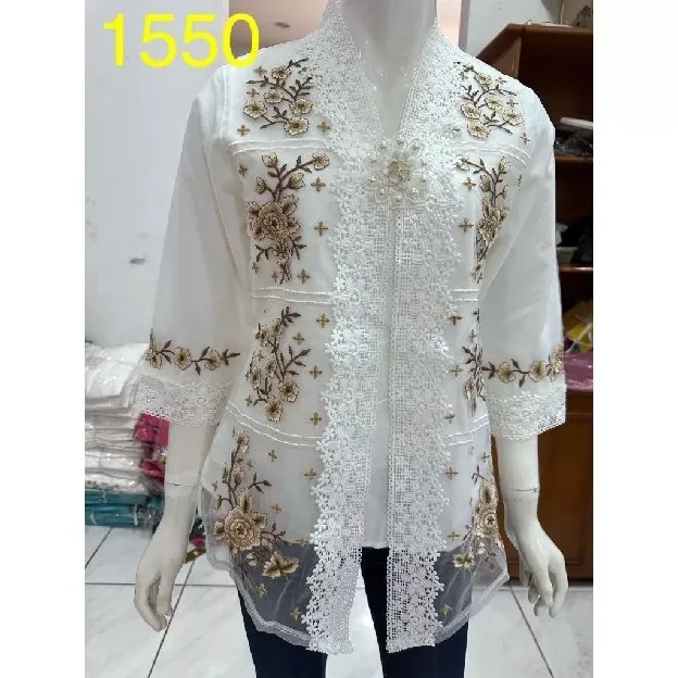 kebaya  rompi organdi alexuez premium brukat /kebaya encim bordir /kebaya alexuez/lamodisfashion