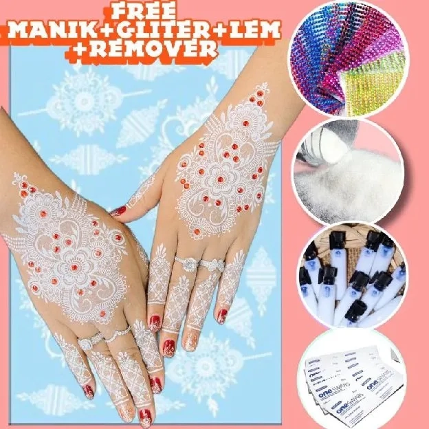 FREE (manik+gliter) 1 PCS KANAN KIRI HENNA INSTAN WEDDING