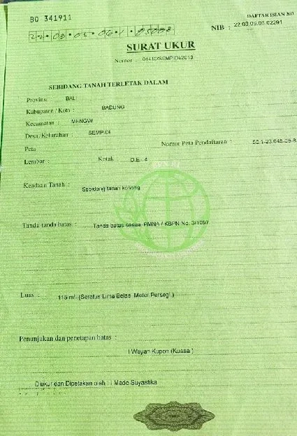 Dijual 1,15 are, Jl. Lingkungan Batanasem Pemkab Badung Sempidi Mengwi