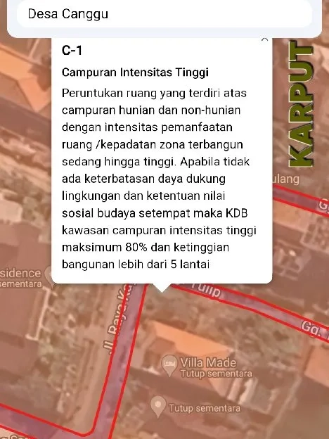 Dijual 2,2 are, Jl. Kayu Tulang SELATAN Canggu Kuta Utara