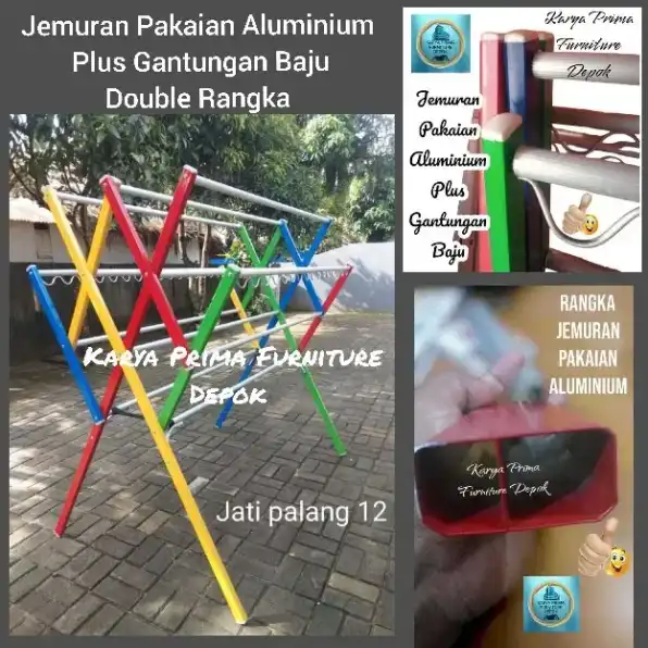 Jemuran Pakaian Aluminium Duble Rangka kuat dan awet spesial 530rb free ongkir jarak terjangkau