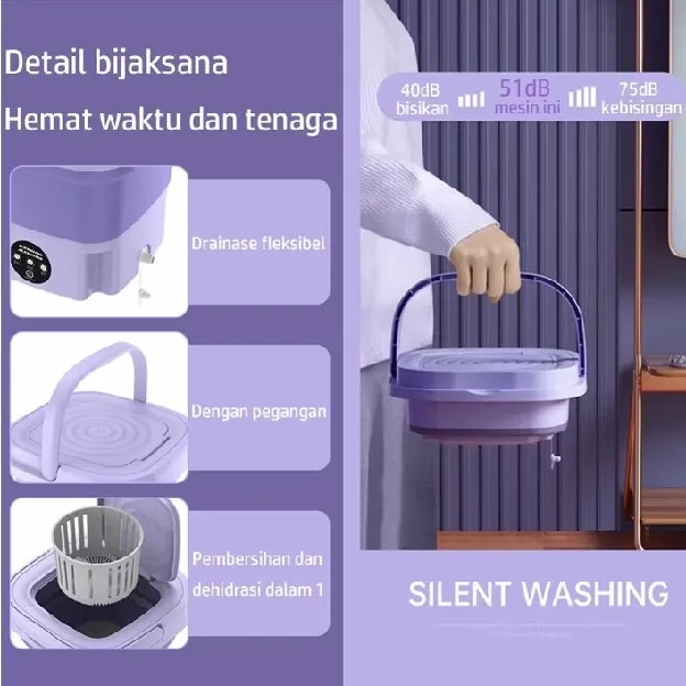 Mesin Cuci Mini Portable 2 Tabung 8L Mesin Cuci Lipat Otomatis Mesin Pengering Pakaian Sterilisasi C