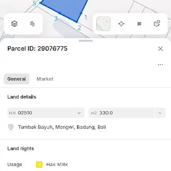 Dijual 3,3 are, Jl. Raya Tumbak Bayuh Buduk Pererenan Mengwi