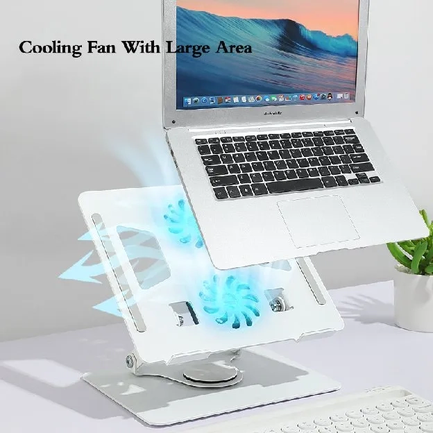 Laptop Stand Aluminium Portable Fan Cooling Rotasi 360 derajat