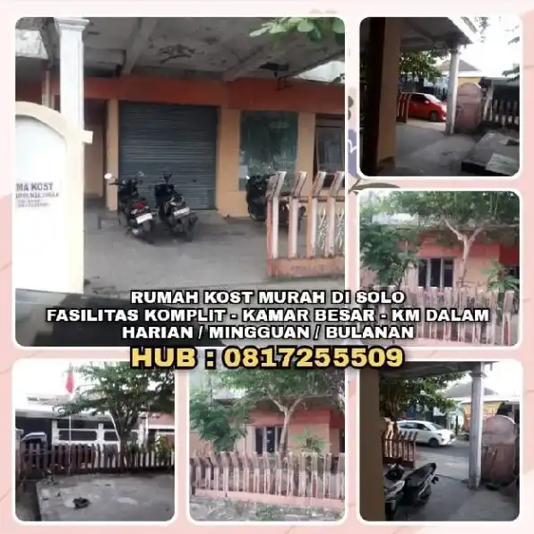 RUMAH KOST : KOS KOSAN MURAH DI SOLO. TEPI JALAN BESAR.FAS KOMPLIT, KAMAR BESAR, KM DALAM.