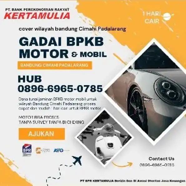 gadai BPKB motor Bandung Tanpa survey tanpa bi cheking