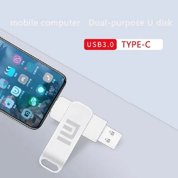 Xiaomi TYPE-C Flashdisk USB 128gb Kecepatan Tinggi, Driver Flash Logam USB 256gb 512gb 1tb 2tb, USB 