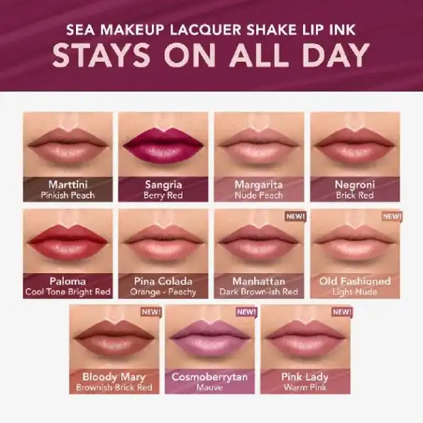 Sea Makeup Lacquer Shake Lip Ink Longlasting - Glossy Finish Liquid Lipstik Liquid Lipstick Liptint