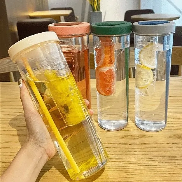 BOTOL AIR MINUM 700ML TRANSPARANT DENGAN SEDOTAN LIPAT