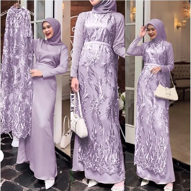 ec  Set Vabina 2in1 rosepink l atasan fashion baju muslim gamis brukat wanita