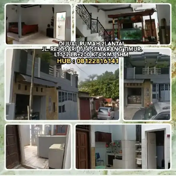 DIJUAL RUMAH 2LANTAI JL. REJOSARI 1/14 SEMARANG TIMUR.LT112 LB±200 KT4 KM3 SHM.H:08122816141*