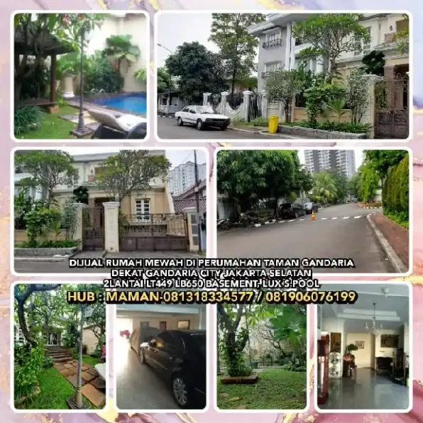 DIJUAL RUMAH MEWAH DI PERUMAHAN TAMAN GANDARIA DEKAT GANDARIA CITY JAKARTA SELATAN. 2LT/LT449/LB650