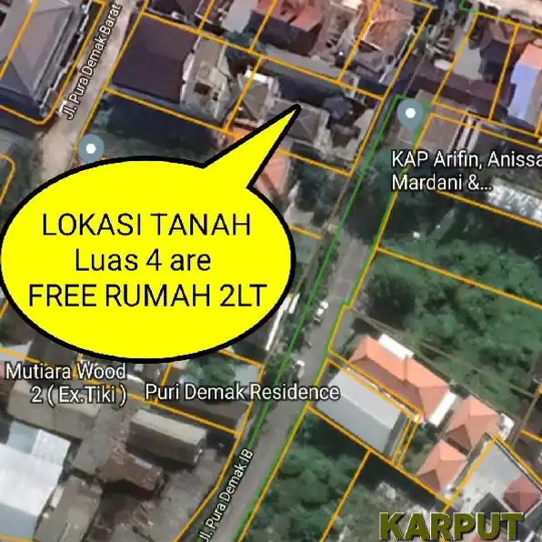 Dijual 4 are FREE RUMAH 2LT, Jl. Pura Demak Teuku Umar Barat Denpasar