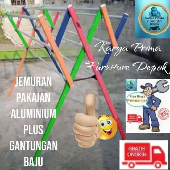 Jemuran Pakaian Aluminium Duble Rangka kuat dan awet spesial 530rb free ongkir jarak terjangkau