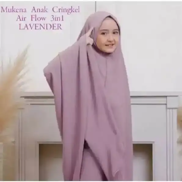 Mukena Anak 3 5 7 9 11 13 Tahun Crinkle Airflow Mukenah Polos TK SD SMP Kids Junior Tanggung