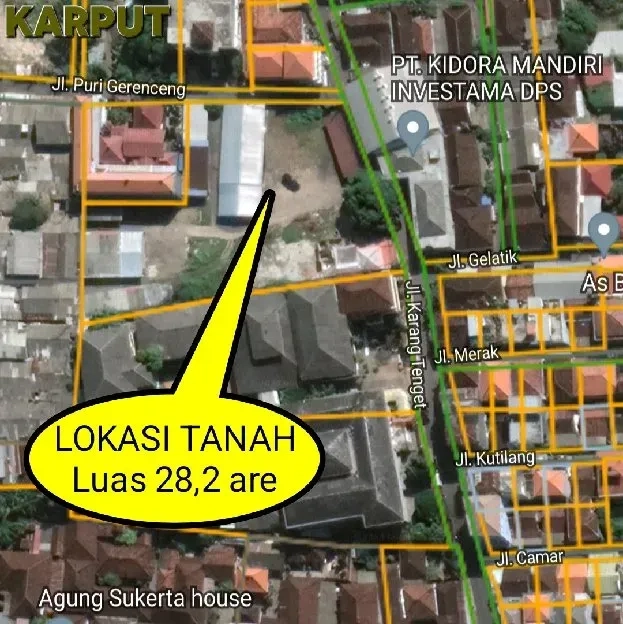 Dijual 28,2 are, Jl. Puri Gerenceng Karang Tenget Bandara TUBAN Kuta Badung