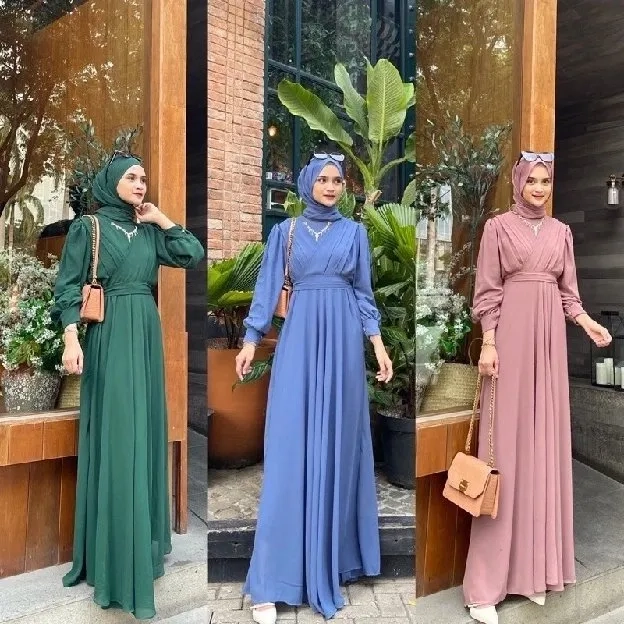 THERESA DRESS FULL FURING _ GAMIS TERBARU / GAMIS CERUTY / GAMIS SYARI / GAMIS POLOS