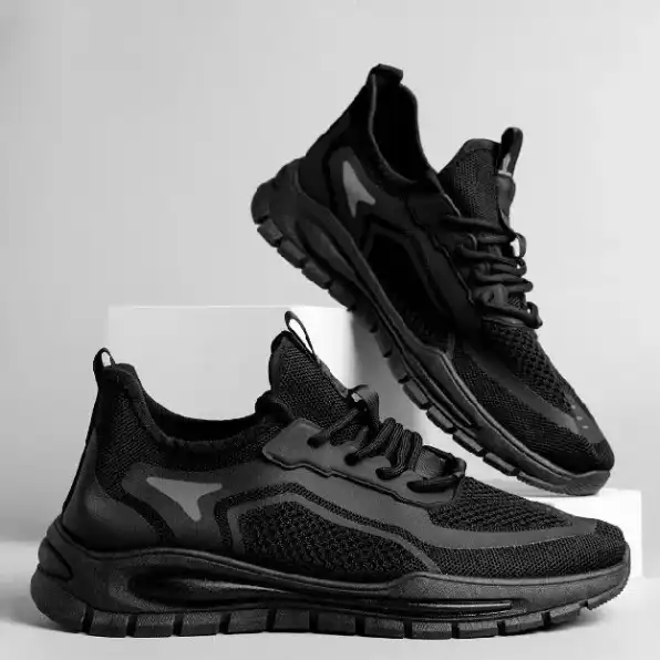 Larocking - Eclipse Hitam Polos | Sepatu Sneakers Running Gym Shoes