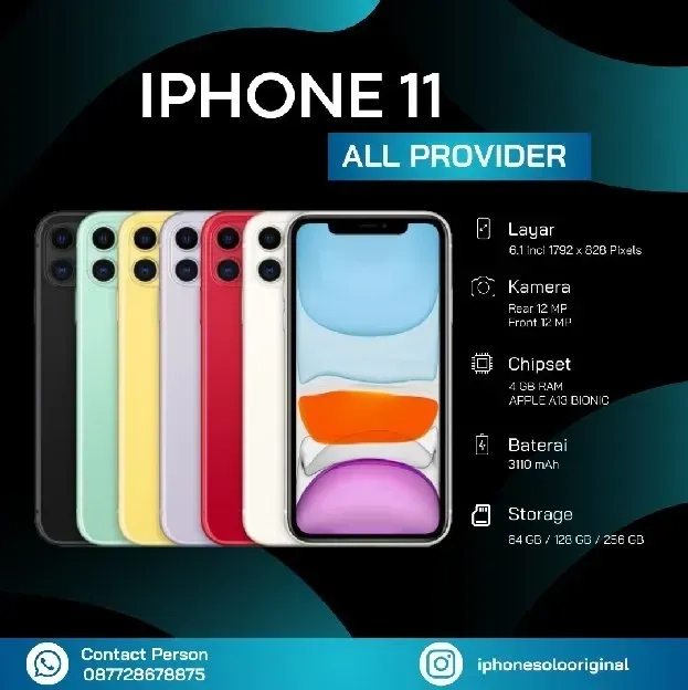 IPHONE 11 64GB Alloperator Fullsett Nominus Murah 