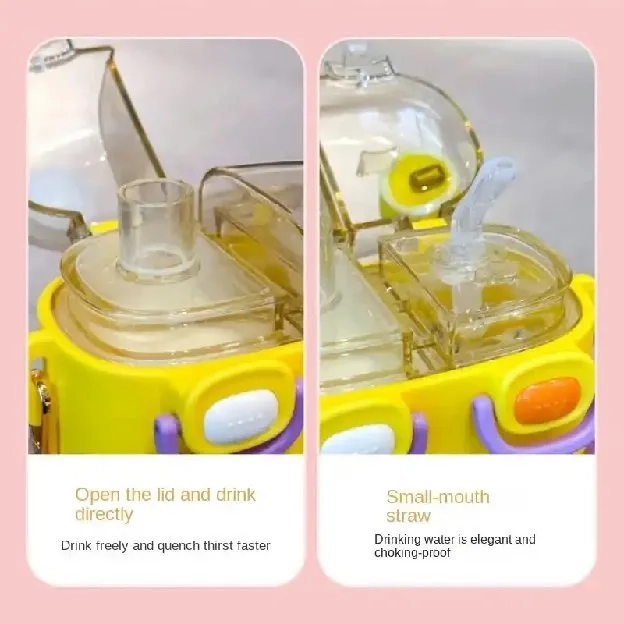 Botol Minum 2in1 Jumbo Bahan Tebal Botol Minum Anak 2 Sekat dengan Dual Fungsi Minum Karakter Lucu