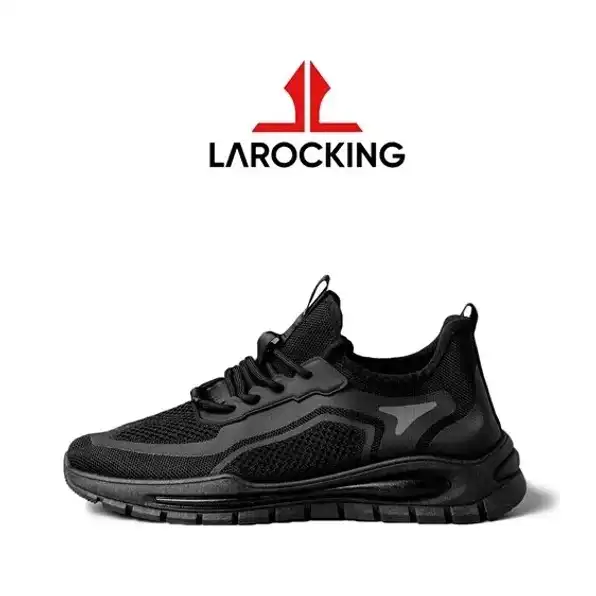 Larocking - Eclipse Hitam Polos | Sepatu Sneakers Running Gym Shoes