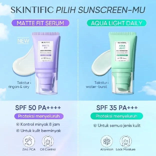 [OFFICIAL SUNSCREEN] SKINTIFIC - Aqua Light Daily Sunscreen SPF 35 PA+++ 30ml | Matte Fit Serum Suns