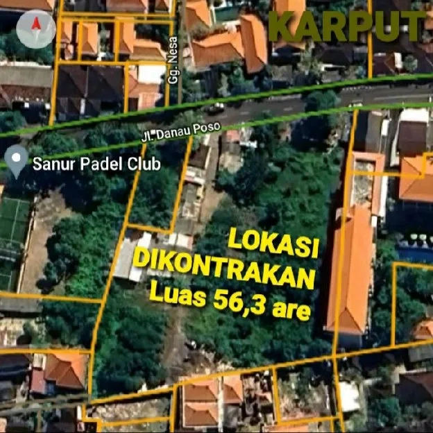 Dikontrakan 56,3 are, Jl. Danau POSO Bypass Ngurah Rai Sanur Kauh Denpasar