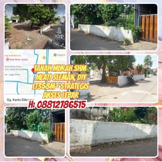 TANAH MURAH SHM DI MLATI SLEMAN YOGYAKARTA.LT358m² STRATEGIS. H:  08812786515>>