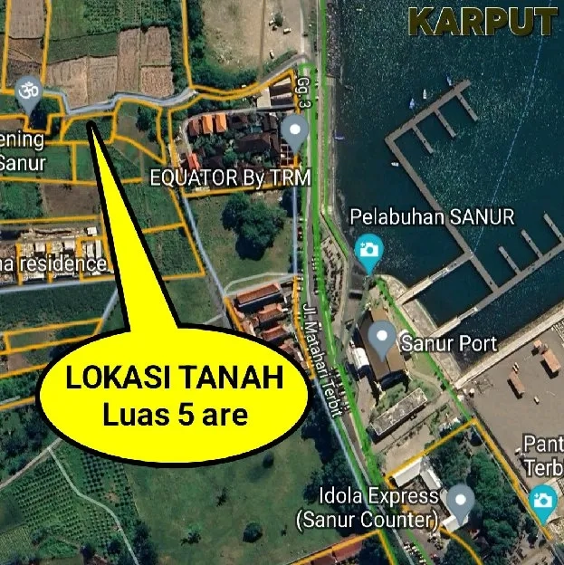 Dijual 5 are, Jl. Pantai Matahari Terbit Sanur Denpasar